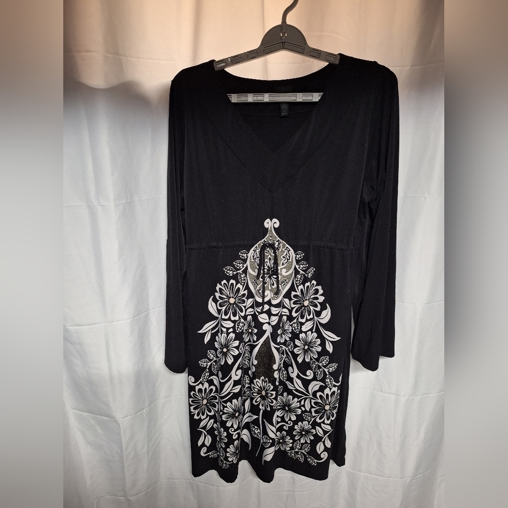Soma Black and White Floral Midi Dress